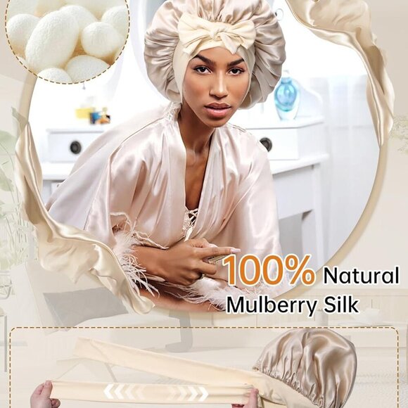 Silk Sleep Bonnet Set with Eye Mask and Scrunchies for Women main image 4